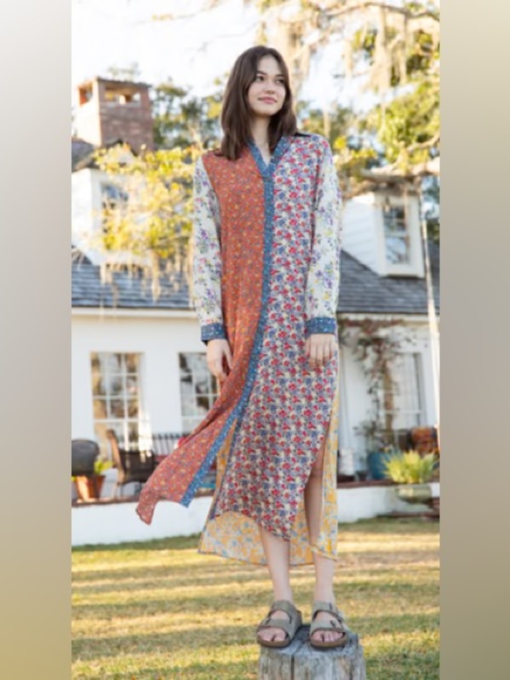 NATURAL LIFE Multicolor Patchwork Floral Maxi Dress